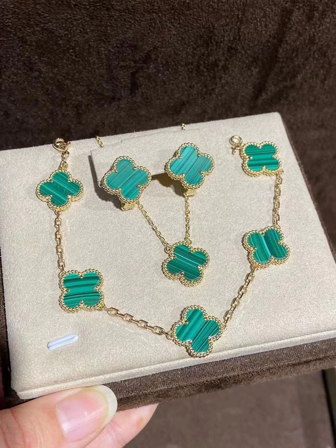 Ensemble trèfle vert malachite