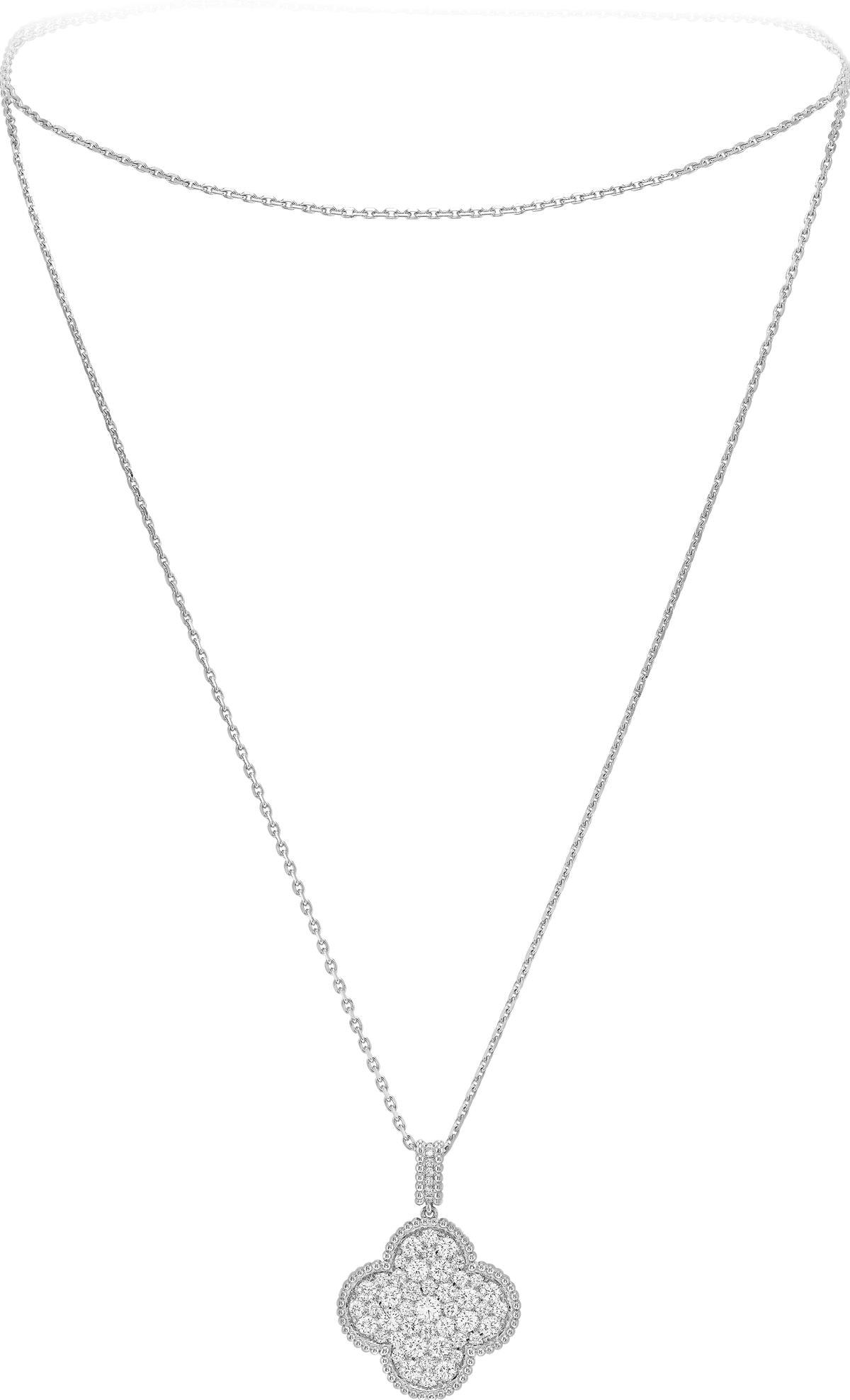 Sautoir Trèfles Silver Serti