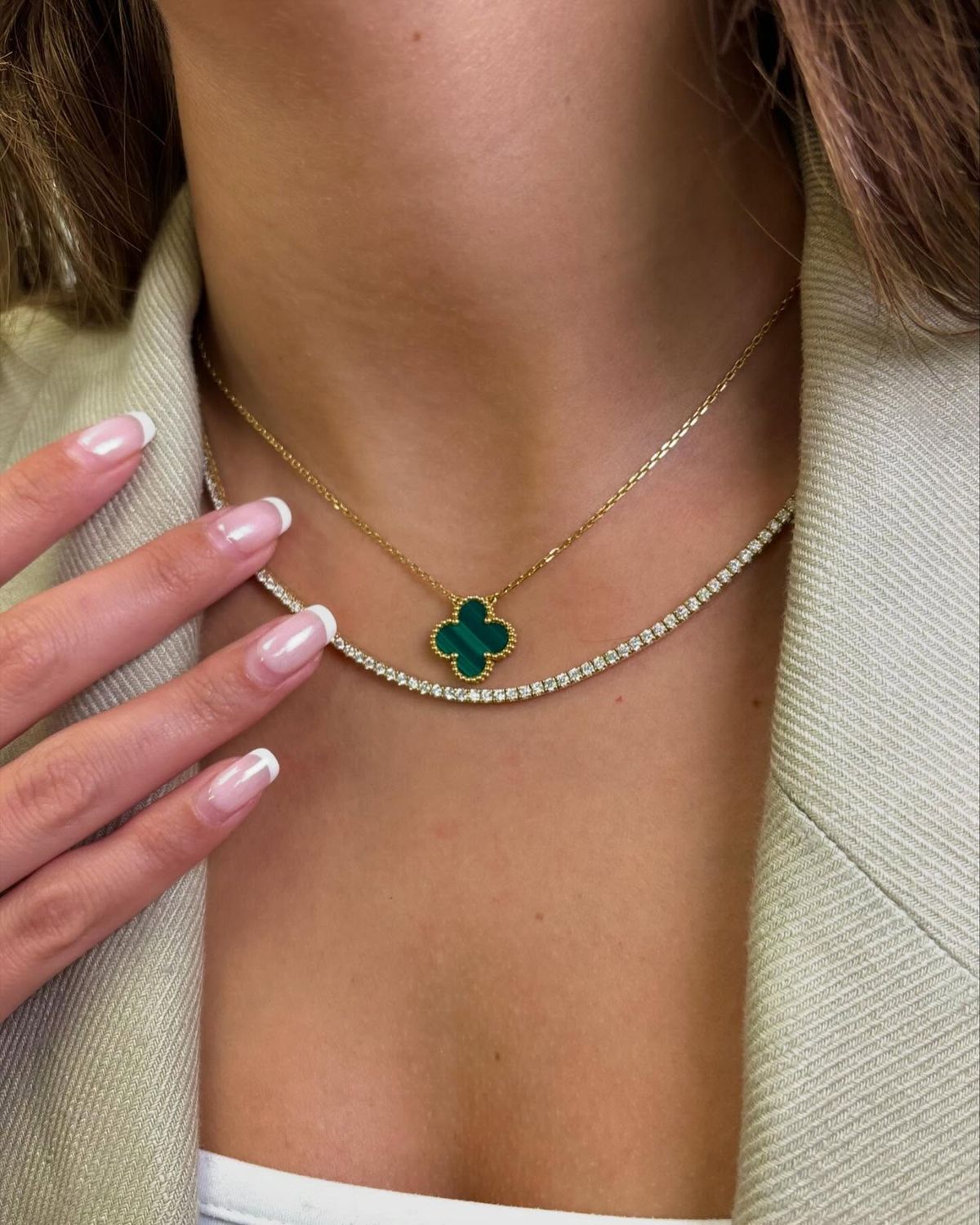 Collier one trèfle vert