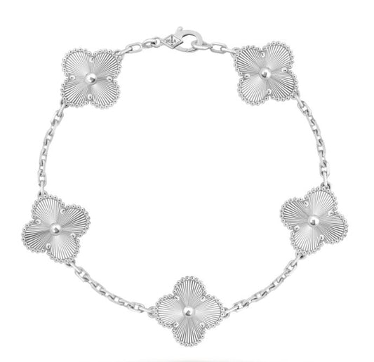 Gourmette five trèfles silver